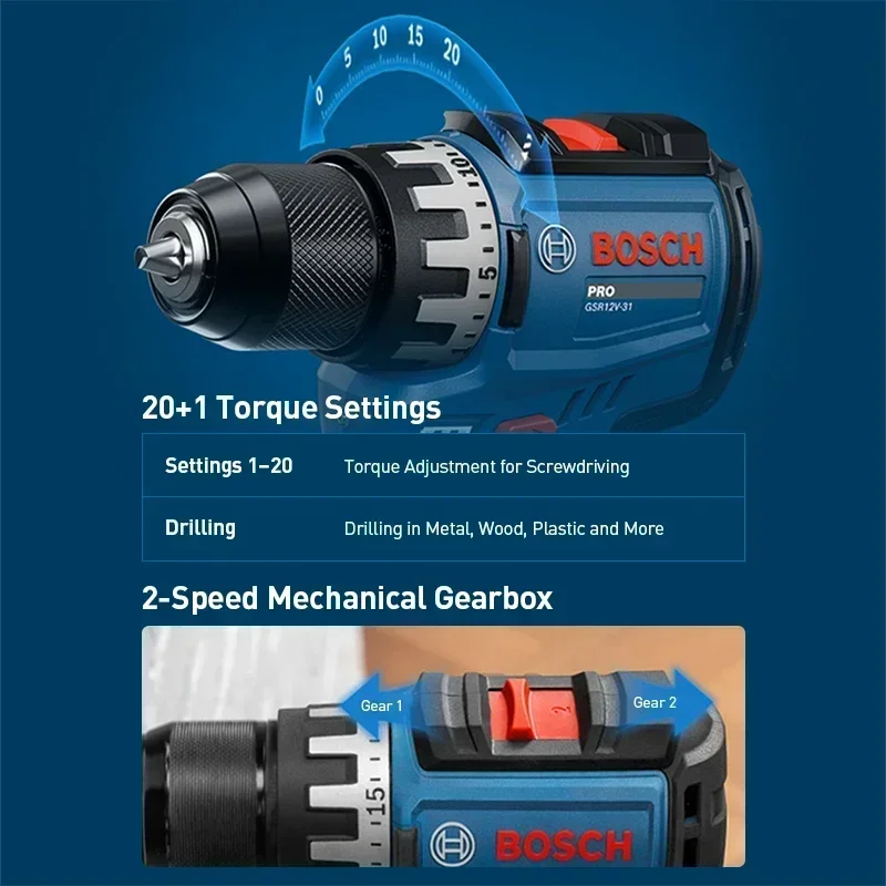 BOSCH GSR12V-31 Cordless Elect - Power Drill Cordless recension och pris