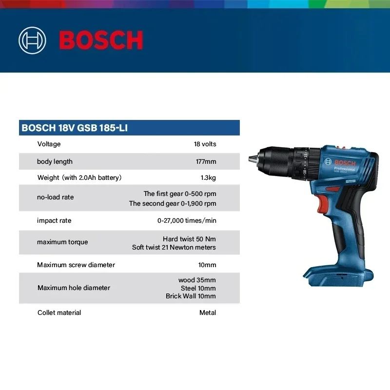 Bosch GSB 185-LI 18V Brushless - Power Drill Cordless recension och pris